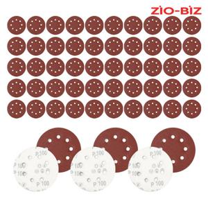 원형사포 100방 50장 세트 5인치/전동드릴 8홀 벨크로 샌딩패드