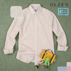 [올젠] 쿨코튼 체크 긴팔 셔츠 (ZOB2WC1301)