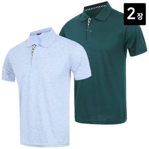 [노블진]Q BR30수체크카라반팔 2장세트 남자카라티셔츠 체크  pk