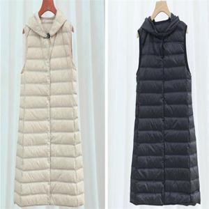 [드림HS몰][드림HS몰] 여성 슬림 따뜻한 오리털경량 롱 후드조끼