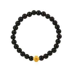 [한국금다이아몬드] 순금 볼 팔찌 24K 여자 금팔찌 오닉스 네잎 1g