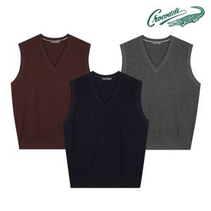 [크로커다일] 전판 투톤 조직 브이넥 베스트 CDAA9TP9793
