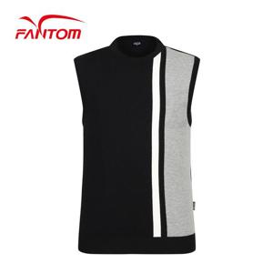 [팬텀] 남성 배색 라운드 니트 베스트 211C3SV102_BK