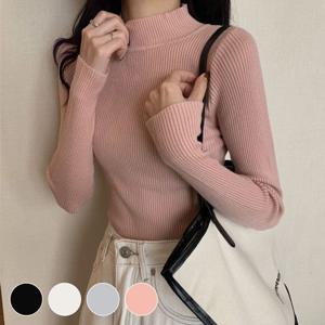 기본 골지니트 여성 반목 폴라티 슬림핏 긴팔 이너