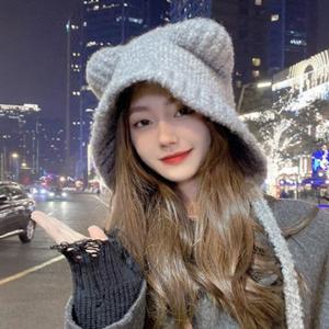 귀여운 고양이 귀 느낌 겨울 따뜻한 데일리 비니