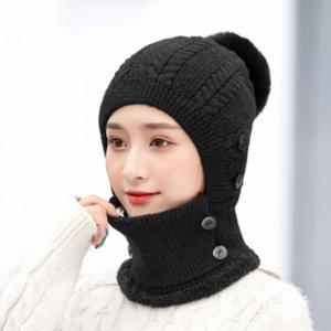 니트 넥워머 방울 털모자 일체형 겨울 바라클라바