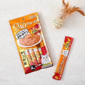 이나바 챠오 츄르 가다랑어&가다랑어포 4개입 고양이 간식