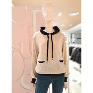 [숲] (SA2LK33) 배색 포인트 후드 니트