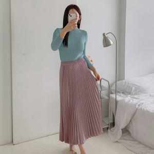 로시 국산 여성 플리츠 간절기 롱스커트 BLE-WSK-3078-블랙