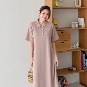 샵앤_ 베이직 여성 A라인 무지 반팔 원피스 ARA-WDR-3194-베이지