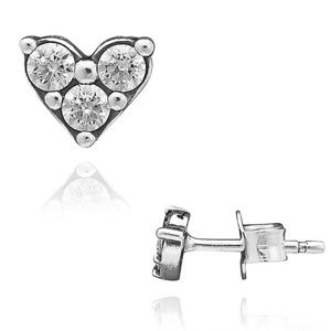 판도라 293003C01 트리플 스톤 하트 실버 귀걸이