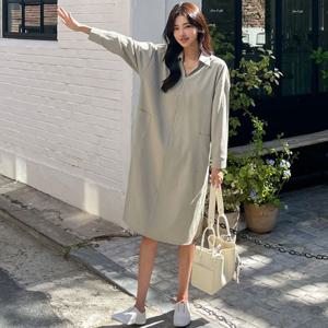 [피핀] 38602 백라인 절개 포켓 셔츠 원피스