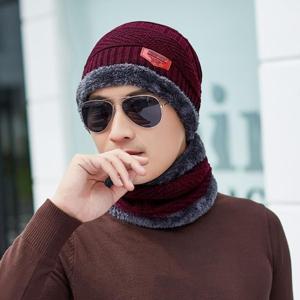 넥워머 비니 모자 세트 와인 남성용 니트모자 털모