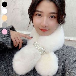 여성 부드러운 쁘띠 페이크퍼 진주 털 머플러 목도리