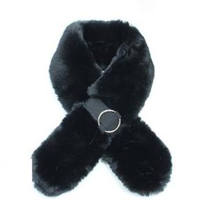 블랙 토끼털목도리 넥워머 가죽링 머플러 패션목도리