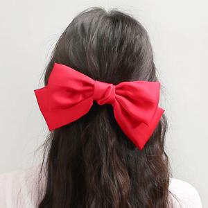 엔젤슈슈 실크 왕리본 자동 헤어핀 레드 머리핀