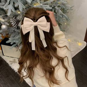 여자머리핀 이중리본 실크리본 파티 헤어 자동핀