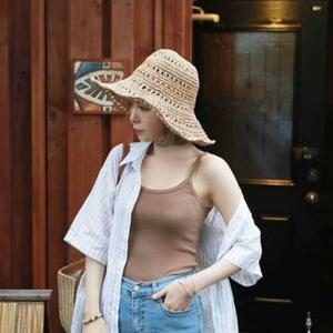 여성 여름 가을 바캉스 휴가 여행 와이어 밀짚 모자