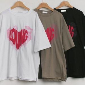 빅사이즈 307O425S 러빙 오버 의류 하트 반팔티