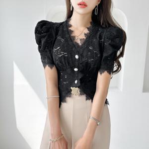 [금찌]금찌 엔코 레이스 퍼프 블라우스 ST6584B