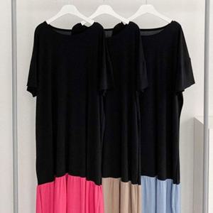 306L067S 빅사이즈미시옷 원피스 빅사이즈 배색 스판