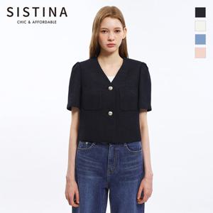 [SISTINA] 인기 트위드 브이넥 크롭 자켓_AWWJKO21070