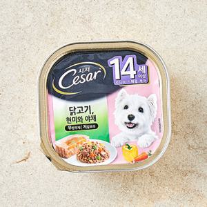 [12개세트] 시저 14세 이상 닭고기와 현미와 야채 캔 100g