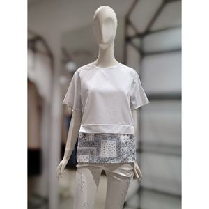 [SI][SI] SI화이트 프린트 쉬폰배색 티셔츠SGIBF2862 (P00325452