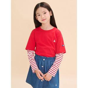 [30%OFF][빈폴키즈]스트라이프 레이어드 티셔츠 레드(BI4741U066)