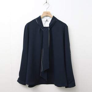 샵앤) 여성 타이 롤업 긴팔 블라우스 TOP-WBL-3728-네이비