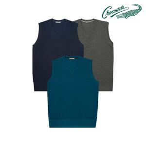 [크로커다일] 시그니처 피케 조직 브이넥 베스트 CDAAATP9793