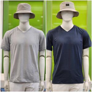 [팜스프링스]남성 솔리드 반팔 땀복 브이넥 티셔츠 GS23KR82M_DG