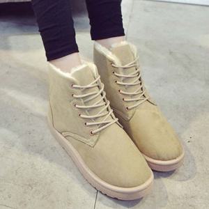 베이지색 여성워커 털신발 앵글부츠 겨울 털신발