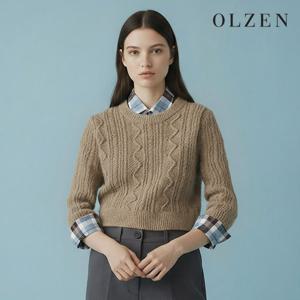 [올젠] 여성 라운드 베이지 니트 (ZLC4ER1104)