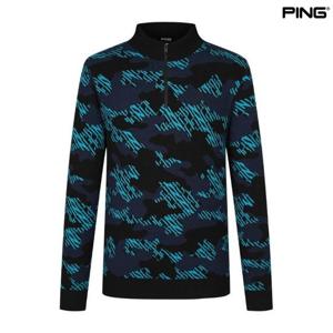 [핑골프](양말증정2개) 남성 패턴 반집업 긴팔 니트 (111D3SR201_BK)