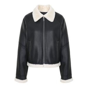 [에이비에프지]배색 포인트 레더 무스탕 재킷 APY4FFM1K