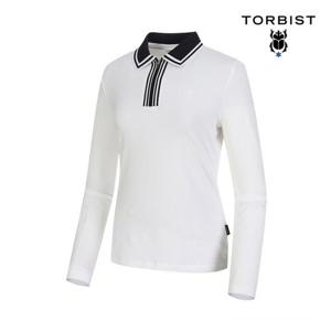 [톨비스트](여성)카라 배색 반집업 티셔츠_GACW0-WKL040_OW1