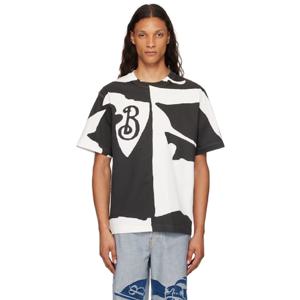 25 FW 버버리 남성 블랙   화이트 오가닉 코튼 티셔츠 242376M213003