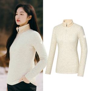 콜핑 여성 겨울 카라 부클 배색 기모 등산 집업 티셔츠