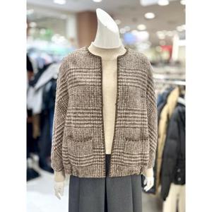 소고 세이브존01 알파카 라운드넥 체크 재킷 TH4GA05ASD