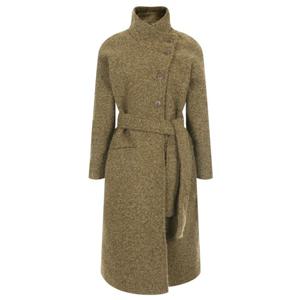 샵앤) 여성 연말룩 퀼팅 안감 울 테리 롱 코트 SML-WJK-20220-그린