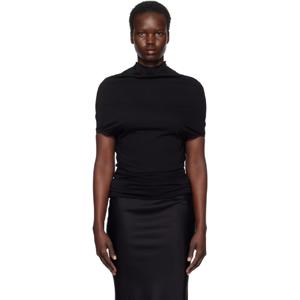 25 FW 릭오웬스 여성 블랙 할리우드 슈라우드 티셔츠 251232F110026