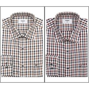 [레노마(셔츠)][레노마셔츠]고급스러운 컬러감의 깅엄 체크 일반핏셔츠 2칼라 RNFSG0030