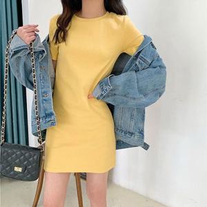 여성 라운드 민소매 캐주얼 미니 원피스