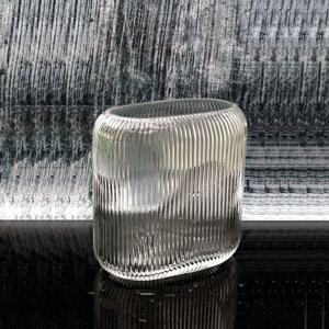 유리화분 화병 스트라이프 타원(중) 14x7x17cm