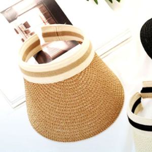 여성용 선캡 햇빛차단 라탄 모자 캡 진베이지