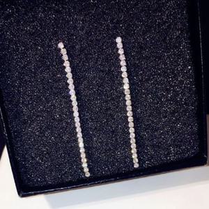 다이아 테니스 롱 드롭 귀걸이 화이트