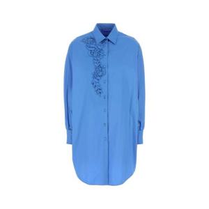 에르마노설비노 여성 연하늘 오버사이즈 포플린 긴팔 셔츠 D462K385BQP 74139