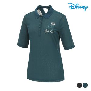 [디즈니골프]여성 뒷트임 포인트 반팔 카라 티셔츠 DM2LTS035