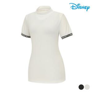 [디즈니골프]여성 배색 시보리 반팔 하이넥 하프넥 티셔츠 DM2LTS030